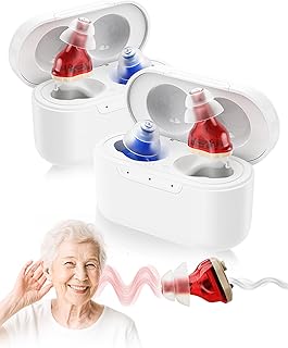 OmniHear Hearing Aid for Seniors with 16-Channel Digital Chips Intelligent Noise Cancellation, 5-Level Volume Control, Auto-On/Off, Invisible Rechargeable Hearing Aids with Hearing Loss (2)