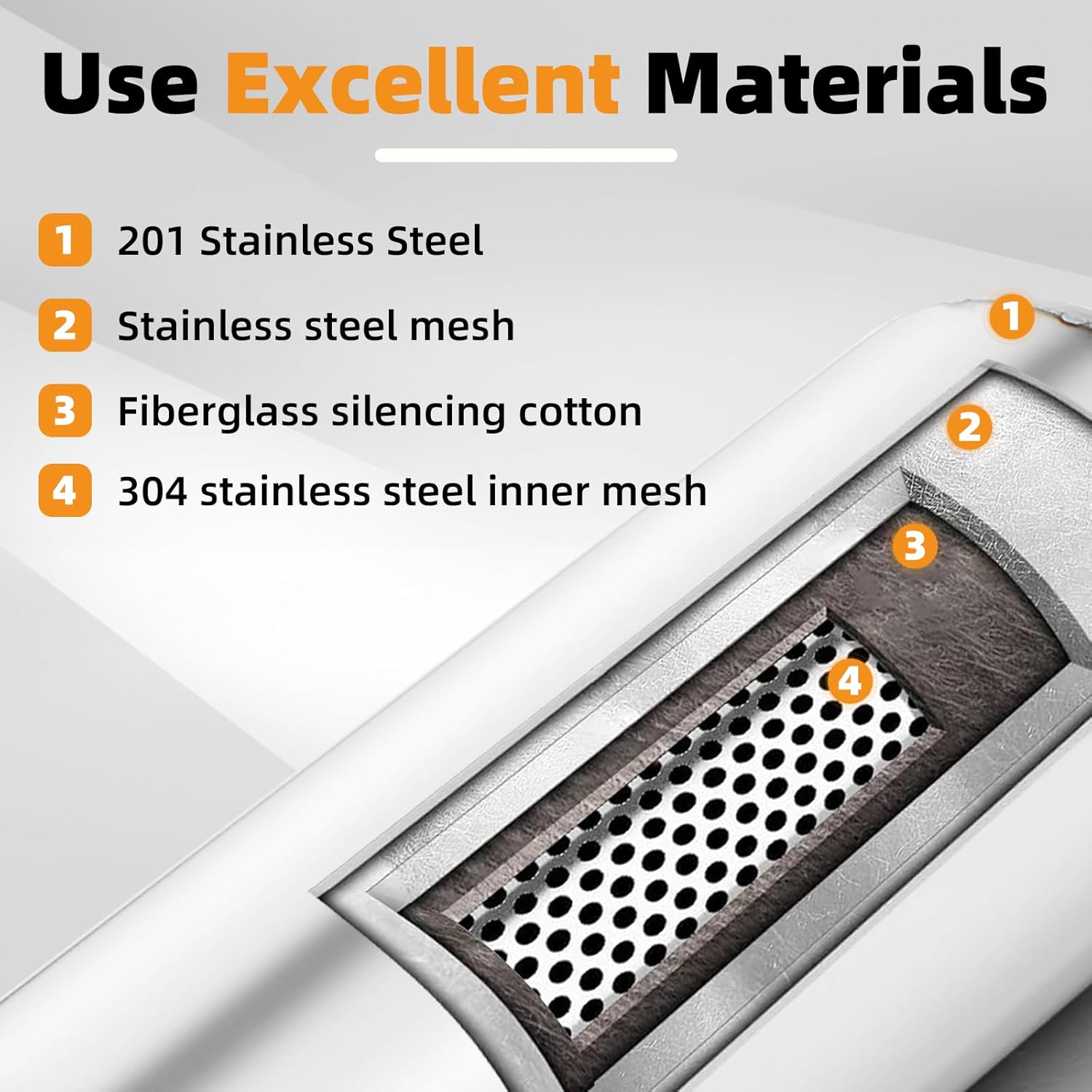 2.5" Inlet Resonator, A-KARCK Stainless Steel Polished 2.5" Inlet 2.5" Outlet 16" Overall Length Exhaust Resonator Muffler Straight Through Design