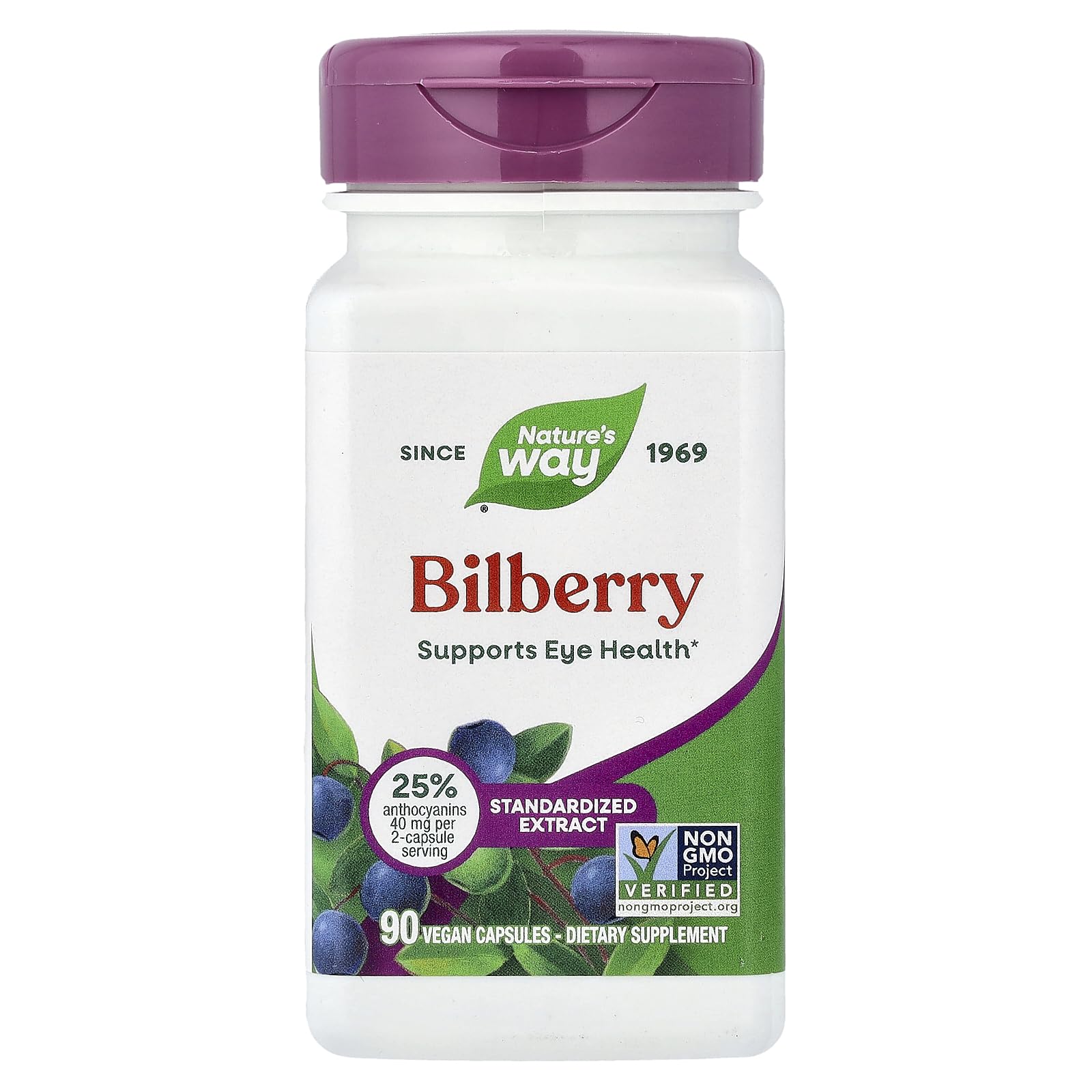 Nature's Way Bilberry Standardized Extract Veg Capsules 90 ea