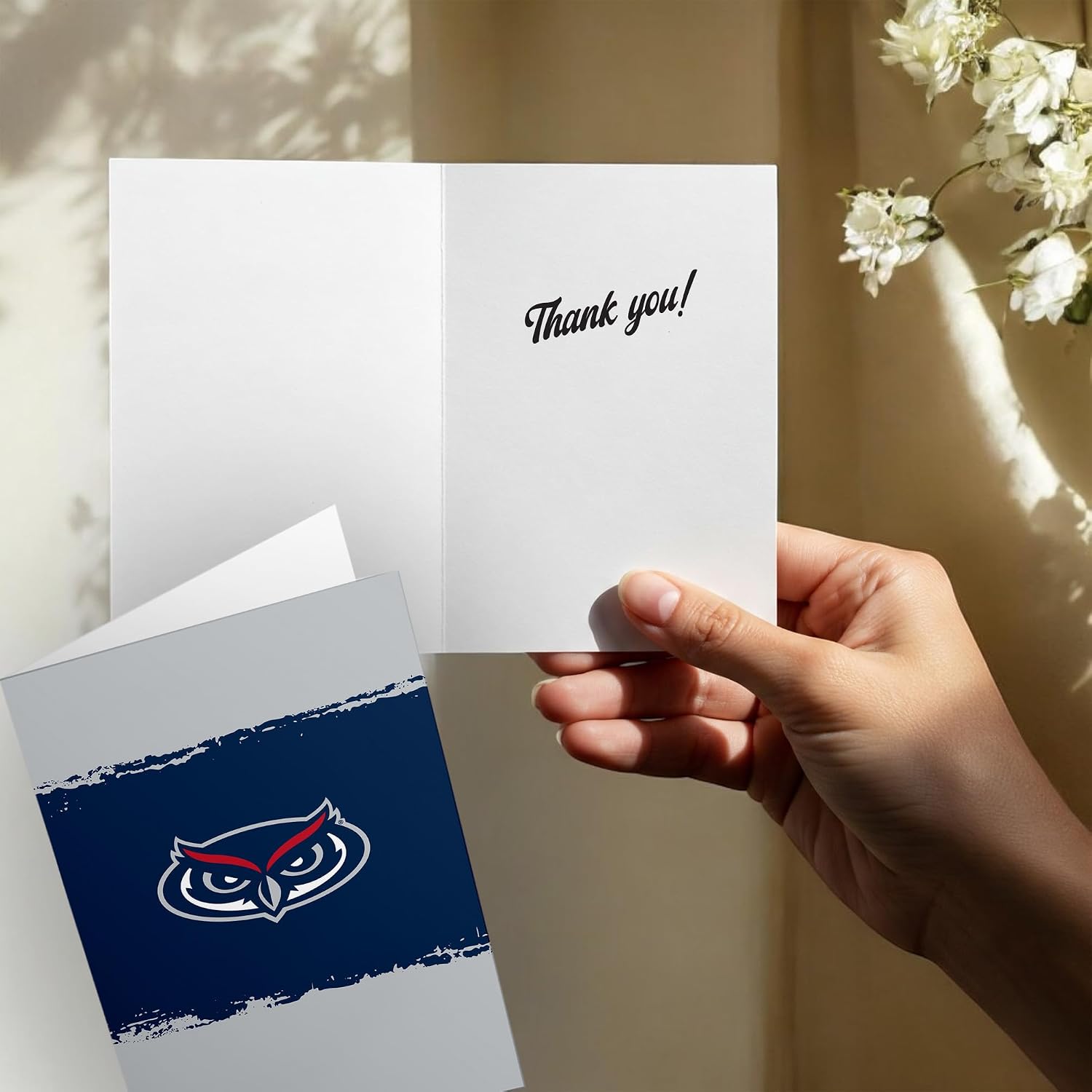Desert Cactus Florida Atlantic University 5x7 Inch Greeting Card FAU Owls Single Folded Cardstock with Envelope Party Celebration Officially Licensed (5x7 Card B - Thank You)
