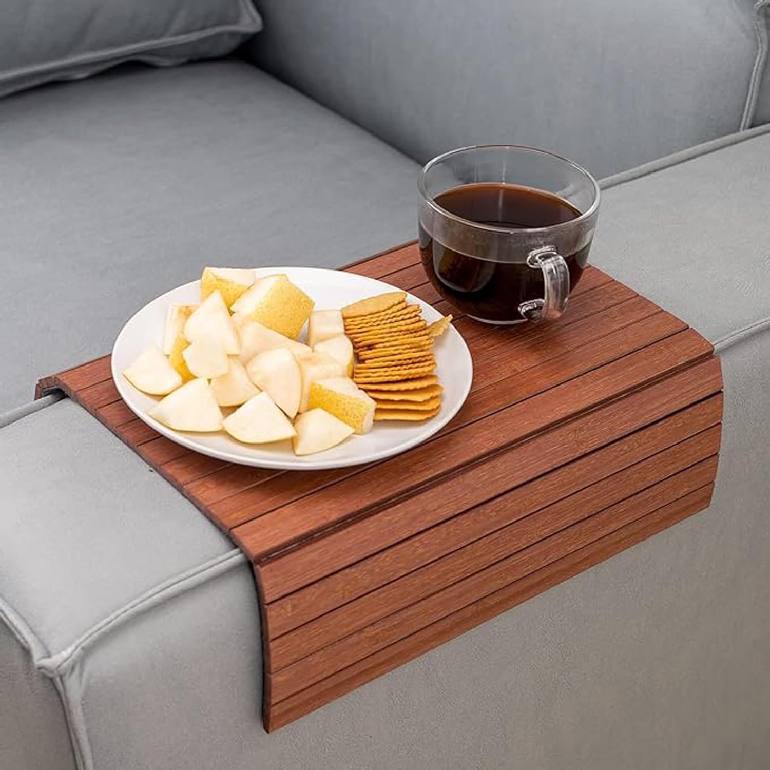 Insight Arts Sofa Arm Tray Table, and Bedside Foldable armrest Furniture Mat for Living Room with Caddy End Protector Folding (Light Walnut(N)) (B0D47GP99K) Amazon Price History, Amazon Price Tracker