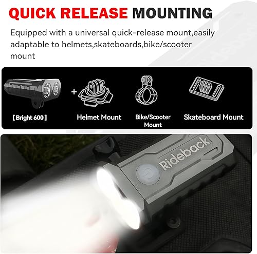 Miniatura 4 de Skateboard Lights - Dual Beam Front Light with Quick-Release Mount, 100 FT Visibility, USB Rechargeable, Designed for Night Riding, for Helmet,