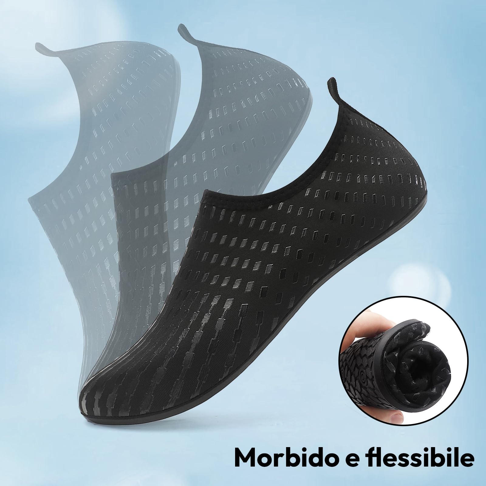 Donna Uomo Scarpe da Scoglio Scarpe da Immersione Antiscivolo Water Shoes Scarpe da Acqua per Spiaggia Surf Bagno Snorkel Yoga Sport Acquatici Gr.34-47 EU