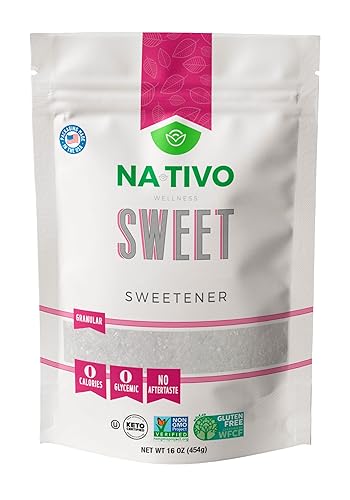 Nativo Sweet Stevia and Eritritritol Edulcorante 13 - Granular - Sustituto de azúcar natural - Sin OMG - 0 glicémico - Apto para Keto y paleo -