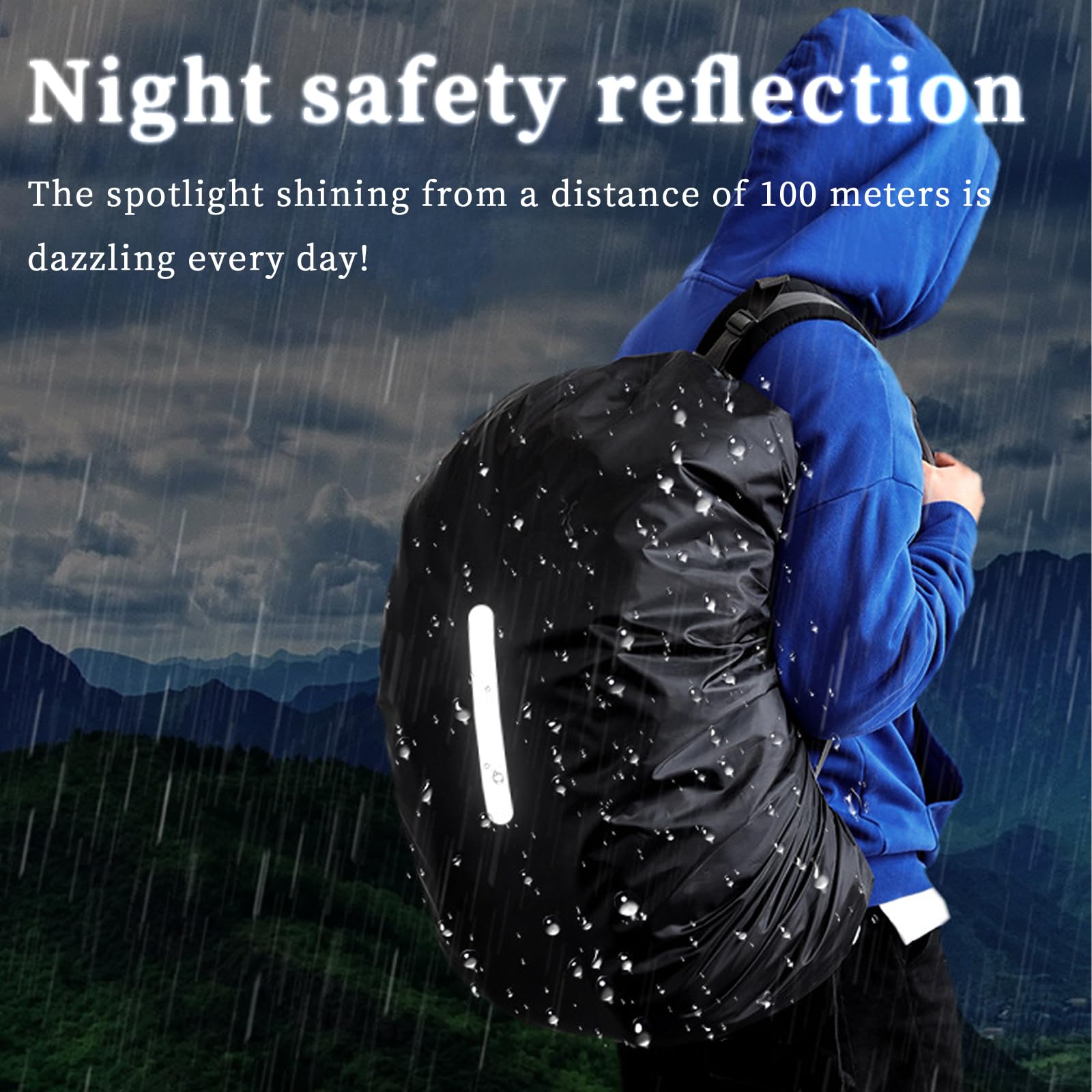 Copri Zaino Impermeabile 30L-40L Con Cinghia Riflettente - Argento - Per Escursionismo, Ciclismo, Viaggio