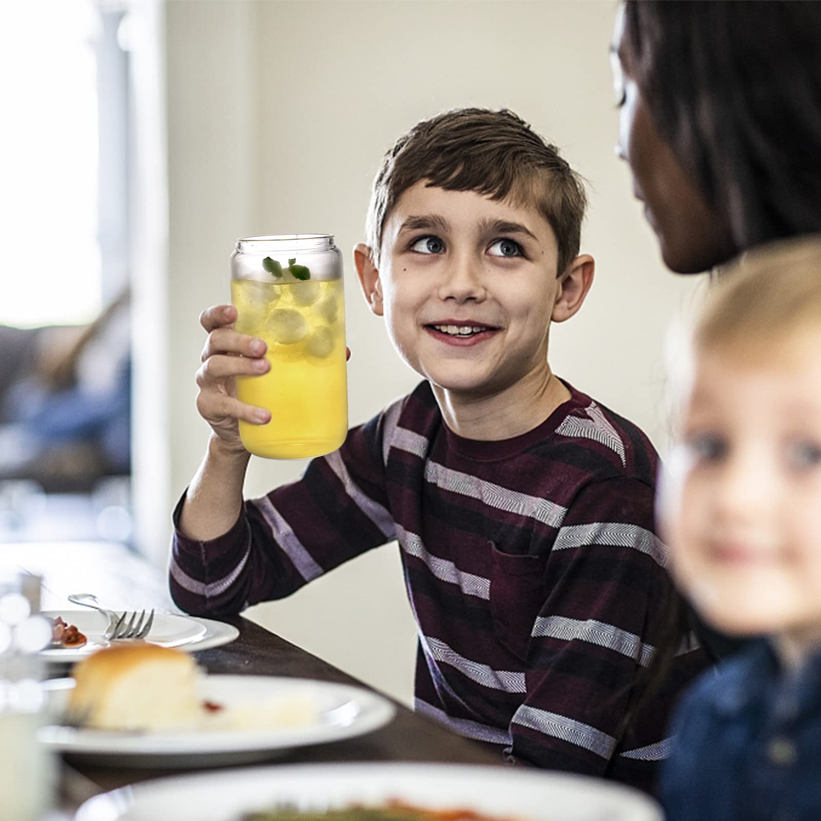 JMScape Sublimation Glass Blanks with Bamboo Lid 6pcs Set, 16oz Clear