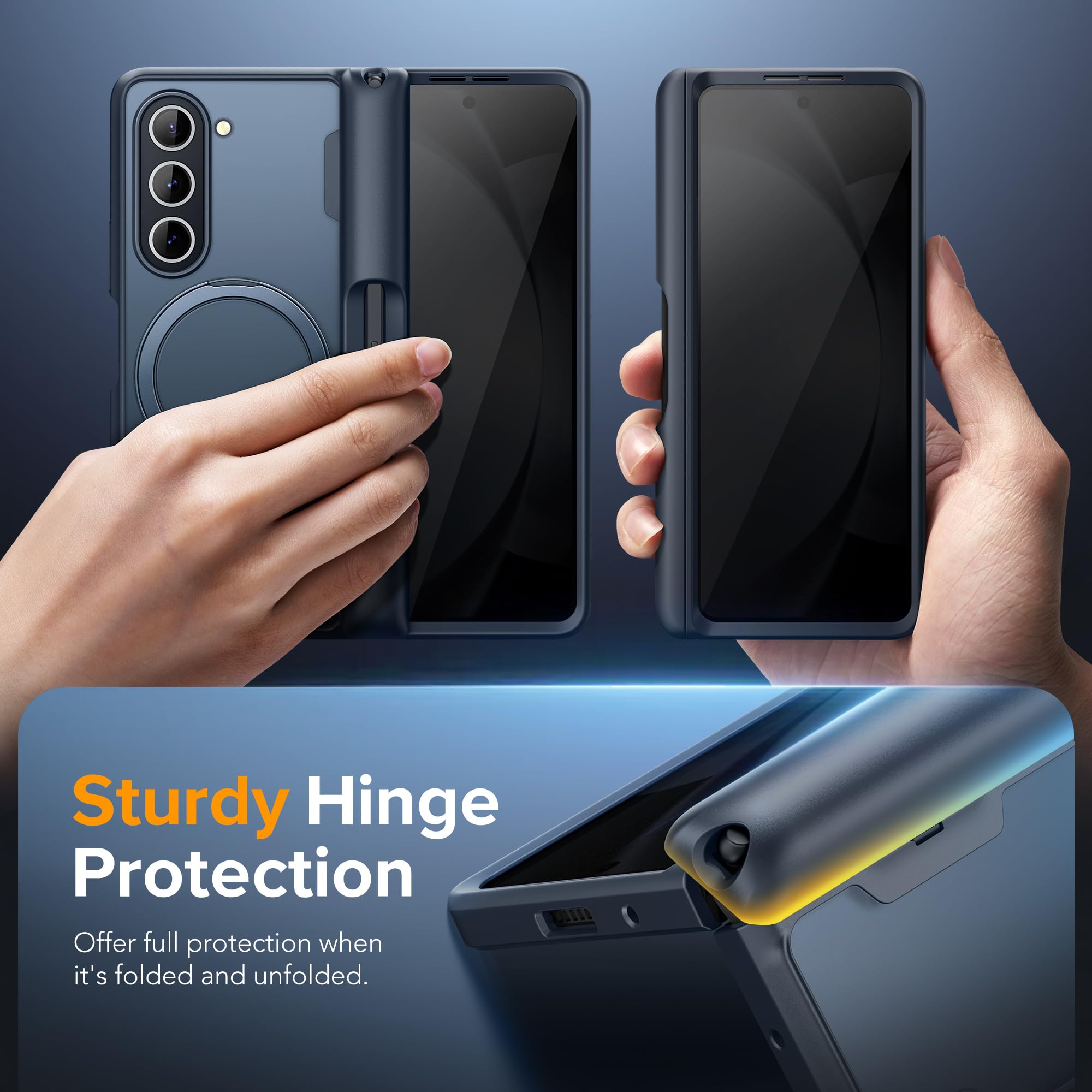 MOBOSI Etui Z Fold 5 z gniazdem na rysik S, kompatybilne z Magsafe, [wbudowany stojak z pierścieniem obrotowym 360° i ochrona ekranu i zawiasów] Smukłe etui na telefon do Samsung Galaxy Z Fold5