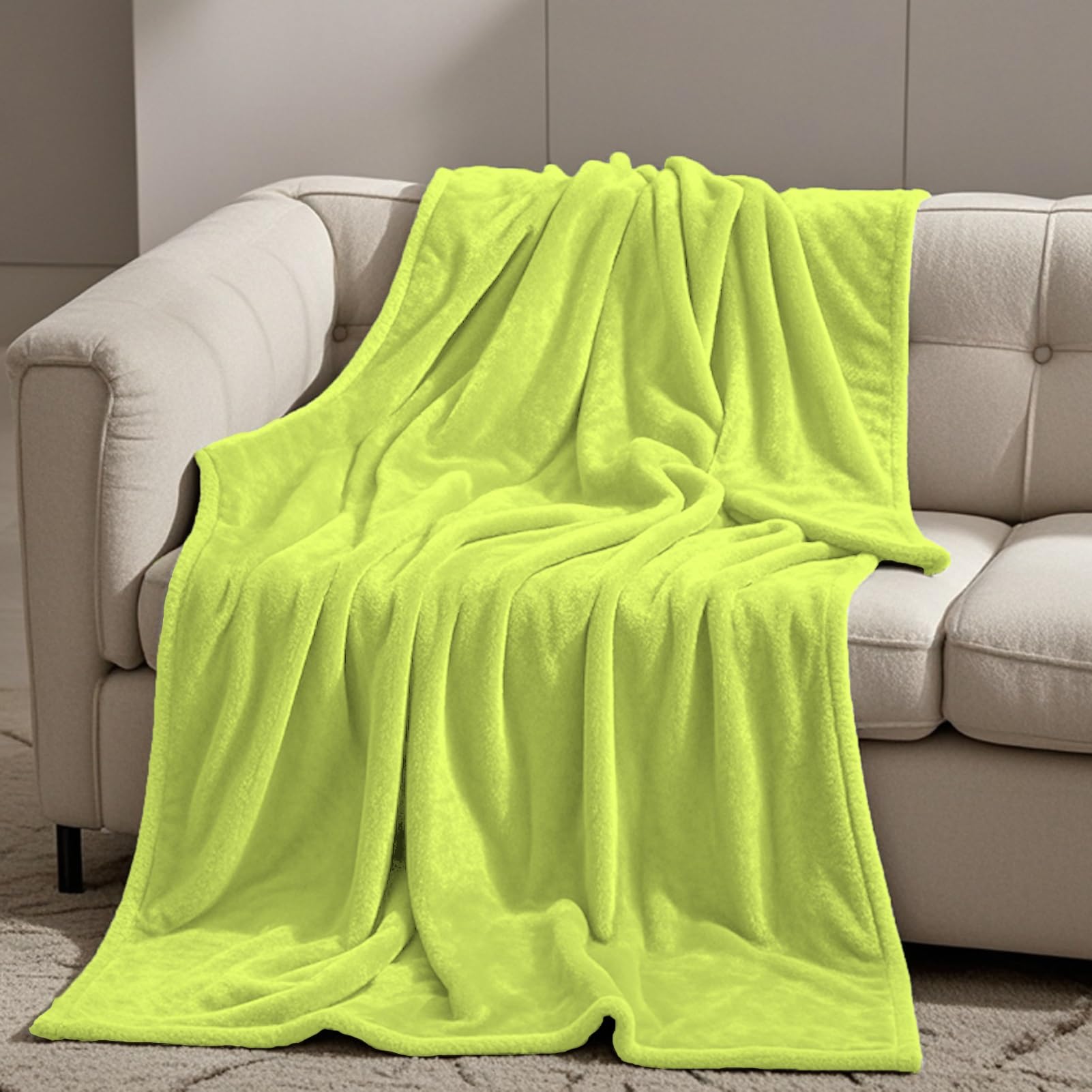 GOUTUI Fleece Blanket Sofa Throw 70 x 200 cm Silk Touch Blanket Double Size Polyester for Sofa Fluffy Blanket Bed Throw, Tender Green