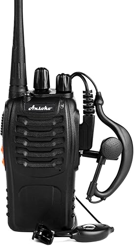 Miniatura 10 de Ansoko Walkie Talkies Radios bidireccionales recargables de largo alcance de 16 canales con auricular (paquete de 2)