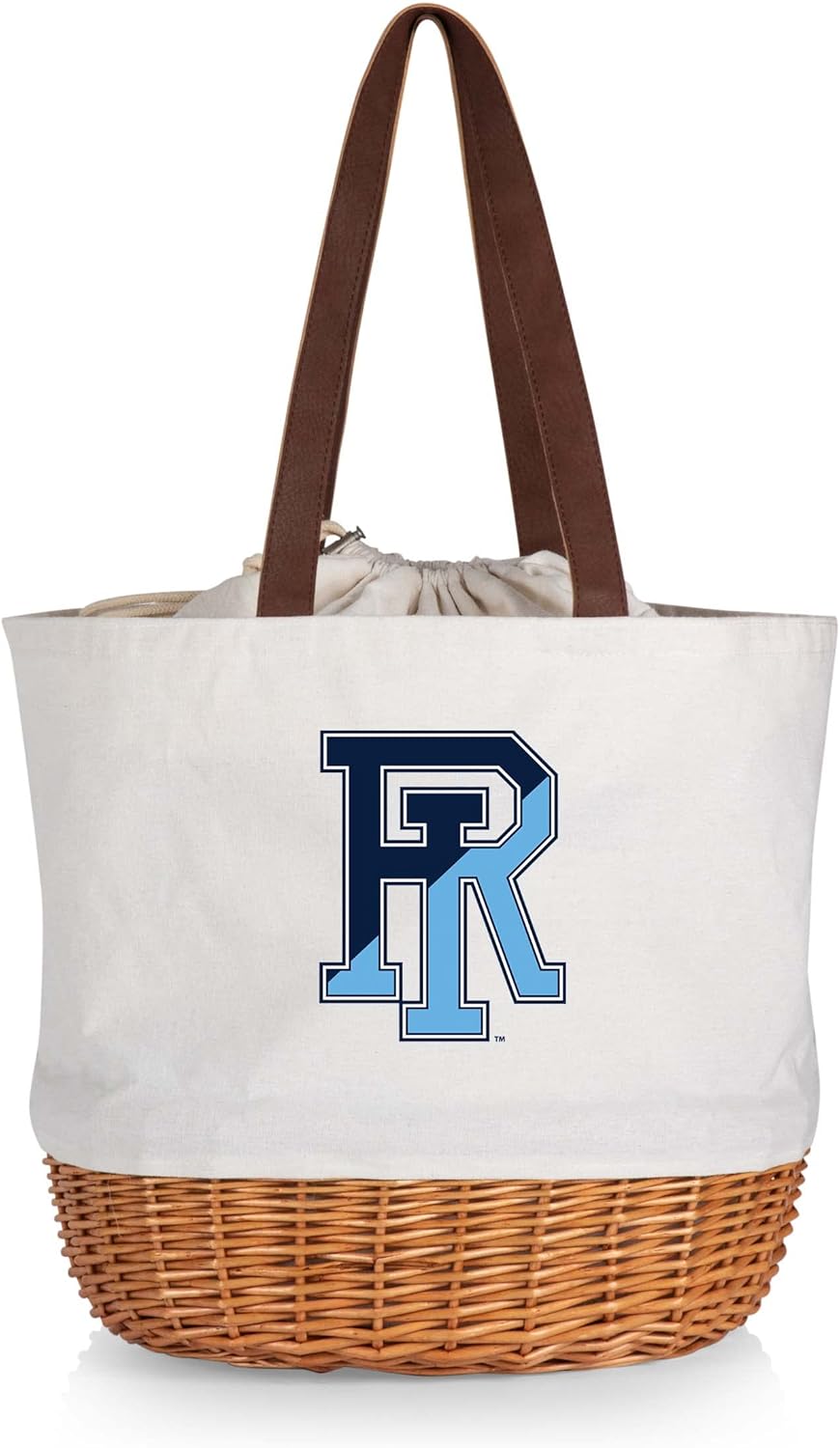 PICNIC TIME NCAA Purdue Boilermakers Coronado Canvas and Willow Basket Tote, Picnic Tote Bag, Beach Tote, (Beige Canvas)