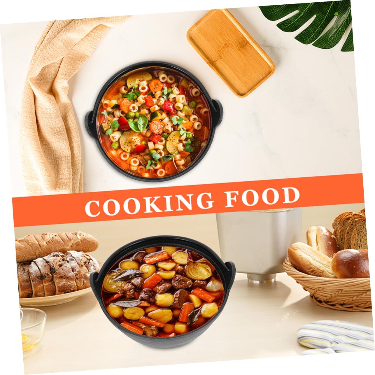 KICHOUSE Outdoor Cast Iron Cauldron Pot Versatile Non Stick Cooking Pot for Camping Picnics Home Use Spacious Design for Stews Soups More Portable Handle for Easy Carrying