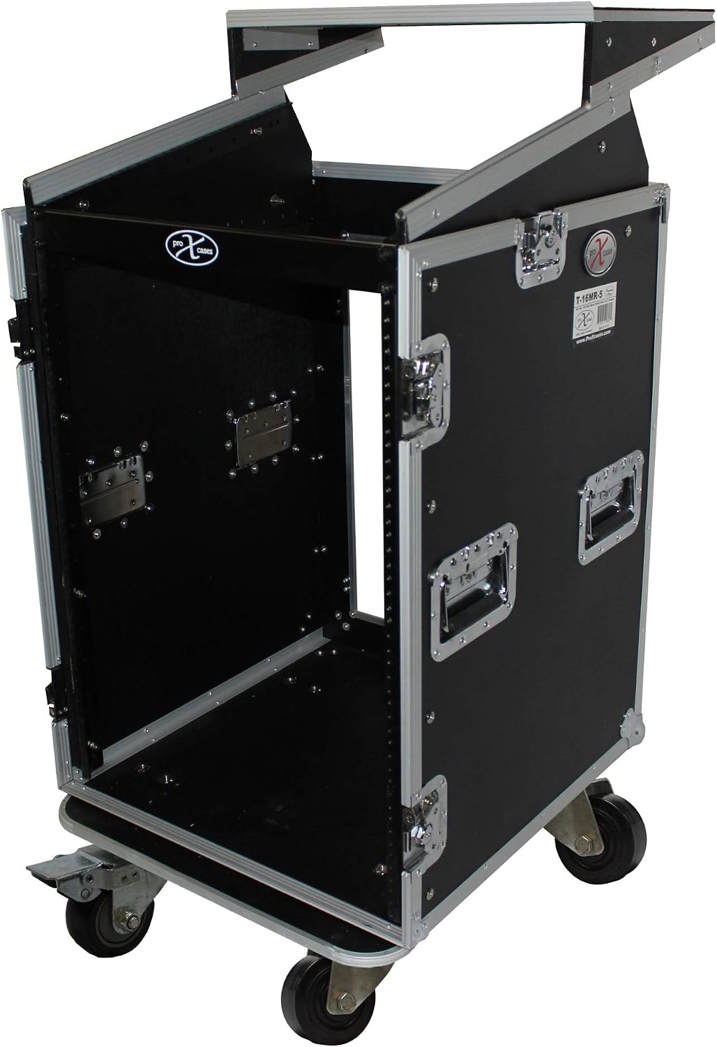 16U Rack x 10U Top Mixer DJ Combo Flight Case w/Laptop Shelf