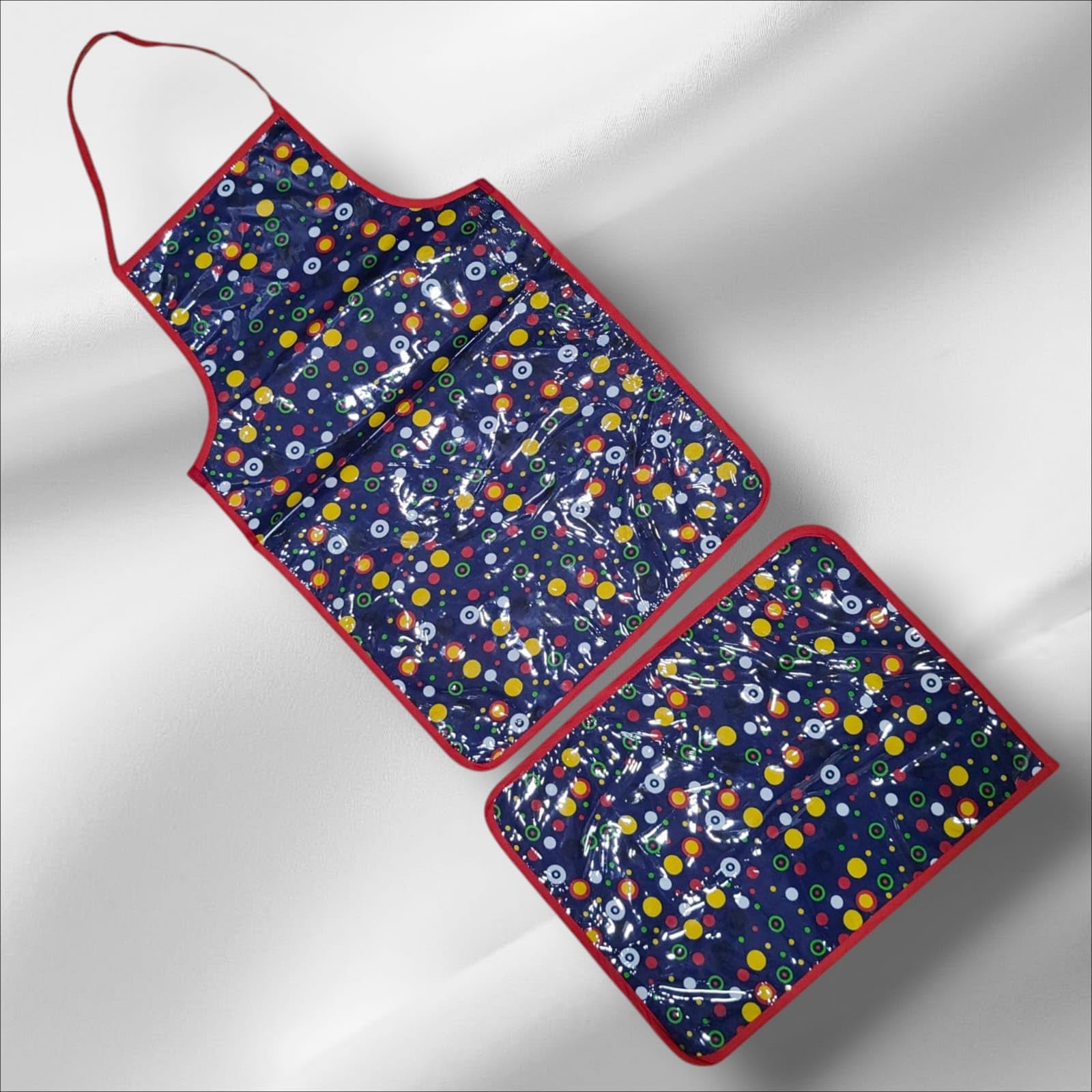 UMBEL Cotton Waterproof Baby AMOEBA PRINT Apron with Matching Food Table Mat | Toddlers Adjustable Feeding Bib | Kitchen Cooking Apron for Kids & Childrens | Ideal for Painting & Mealtime-image-7