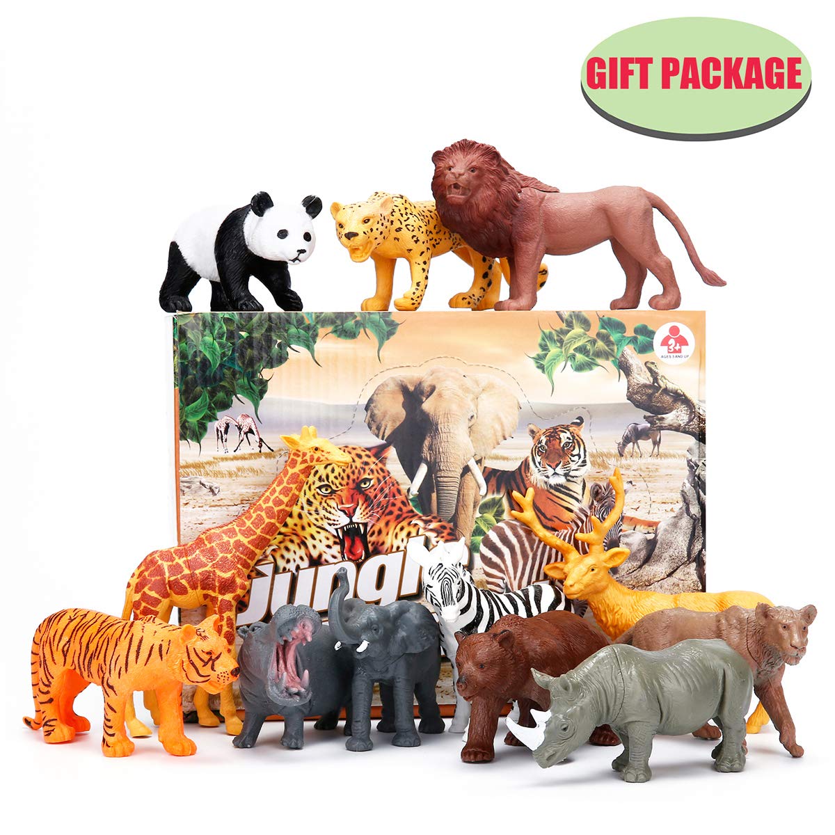 Jumbo Safari Animals Figures, Realistic Large Wild Zoo Animals