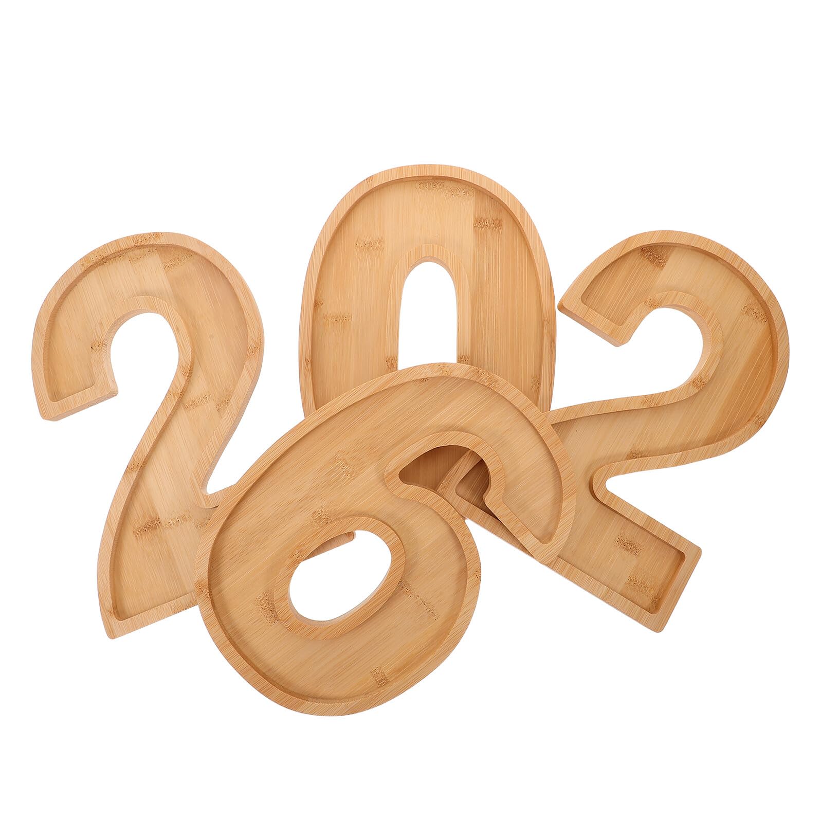 DOITOOL Plateaux à Charcuterie en Bois Numérotés 2026 Lot de 4 Plateaux Réutilisables pour Apéritifs et Fêtes de Noël Plateau de Service Compartiments Spacieux pour Fromages Bonbons et