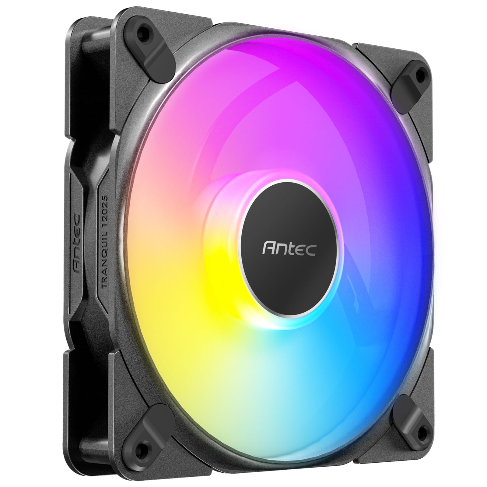 AntecTranquil 120 ARGB PWM Case Fans - 120mm x 25mm, 2000RPM, 64.02CFM, 2.45mmHO, 4 Pin PWM & 3 Pin LED Connector, ARGB Series Single Pack