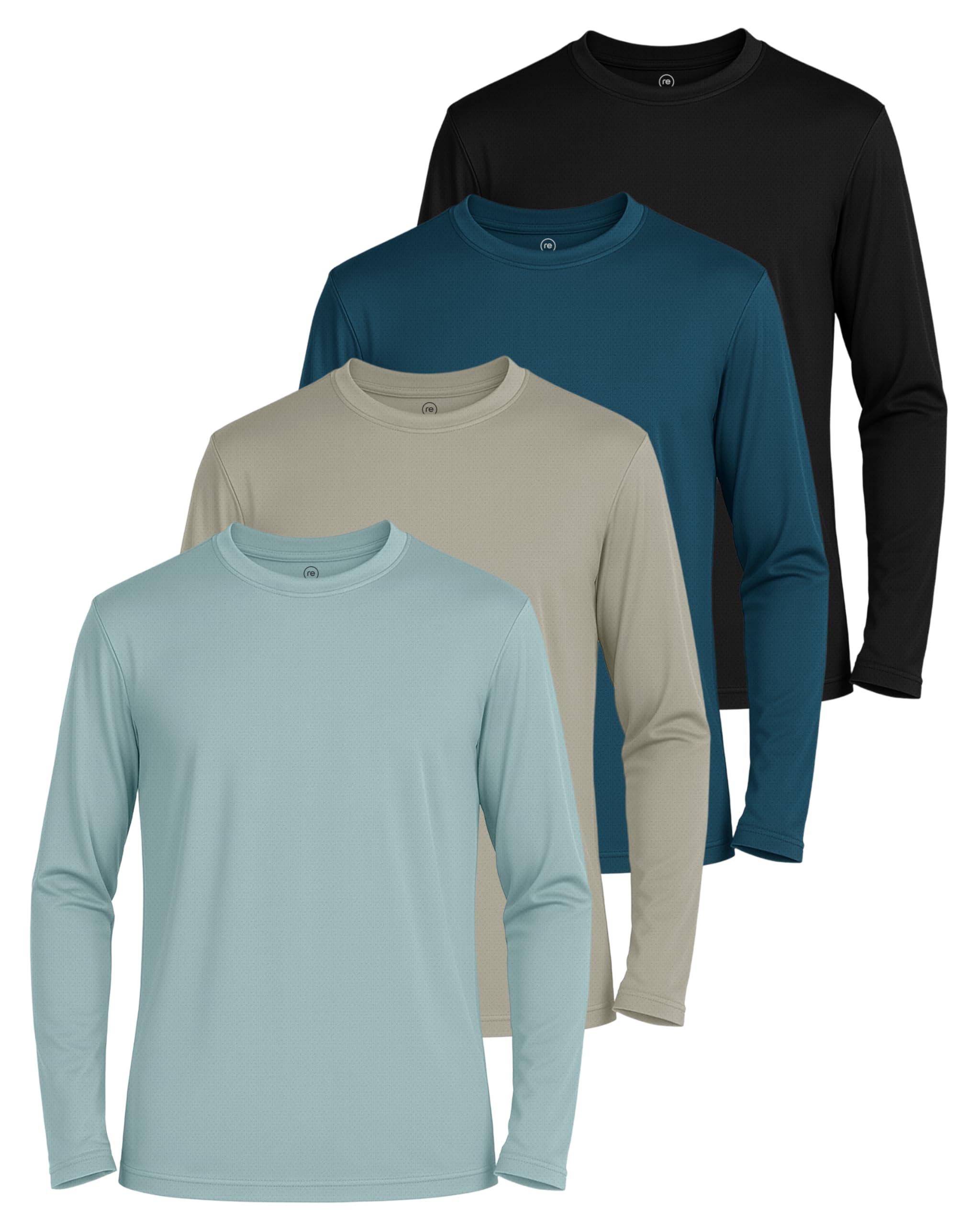 Real Essentials 4 Pack: Boys' Mesh Long Sleeve Athletic T-Shirt - Kids Teens Youth Active Tees Running Tops (Ages 4-18)