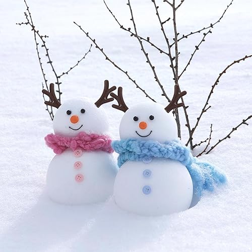 Miniatura 5 de ARTIBETTER 100 piezas de plástico muñeco de nieve a mano, mini reno alce, cuerno, ciervo, rama de cuerno de Navidad, muñeco de nieve para hacer