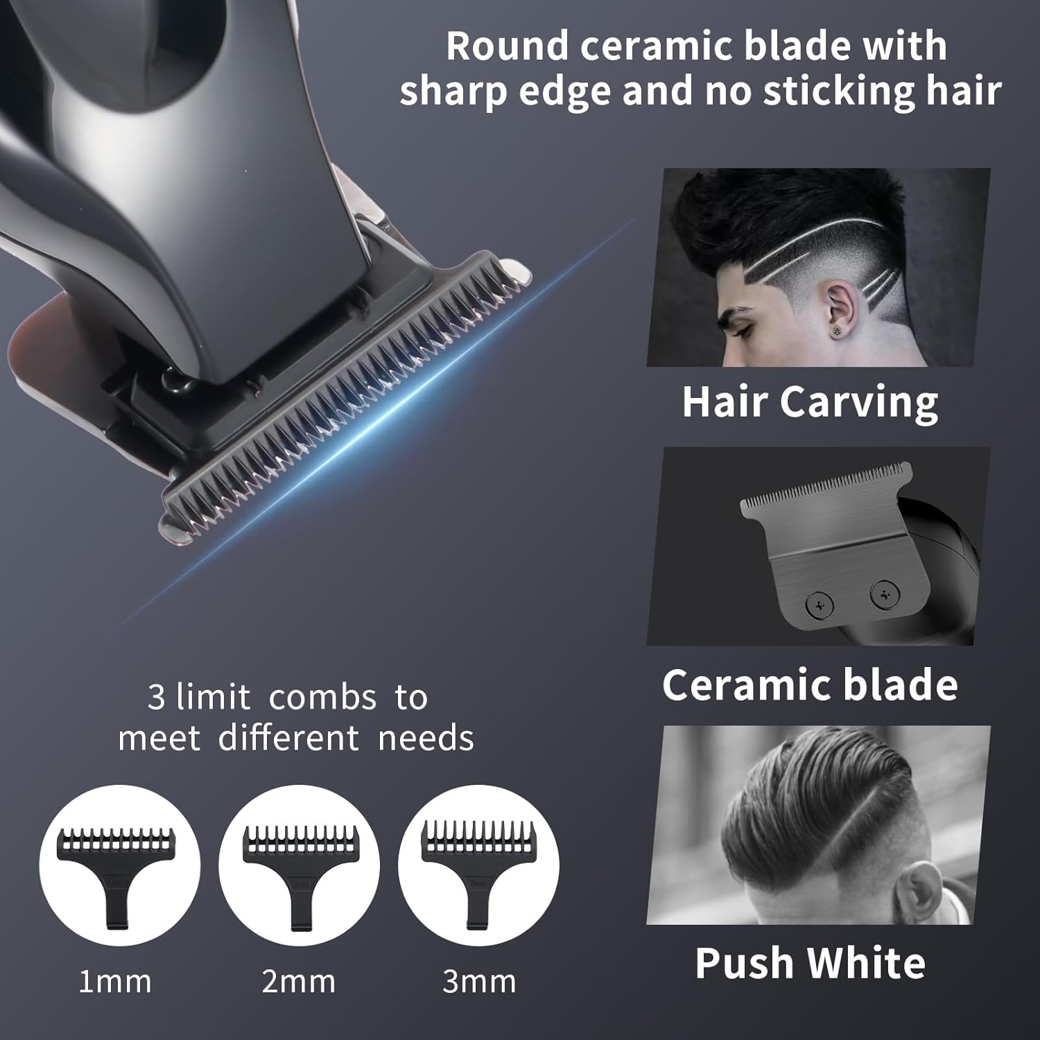 Beard Trimmer for Men Professional,Liners Trimmer Hair Clippers, Precision Edgers Barber Clippers,Zero Gapped T-Blade Hair Trimmer Kit with LCD Display, Hair Cutting Mustache Facial - Image 3