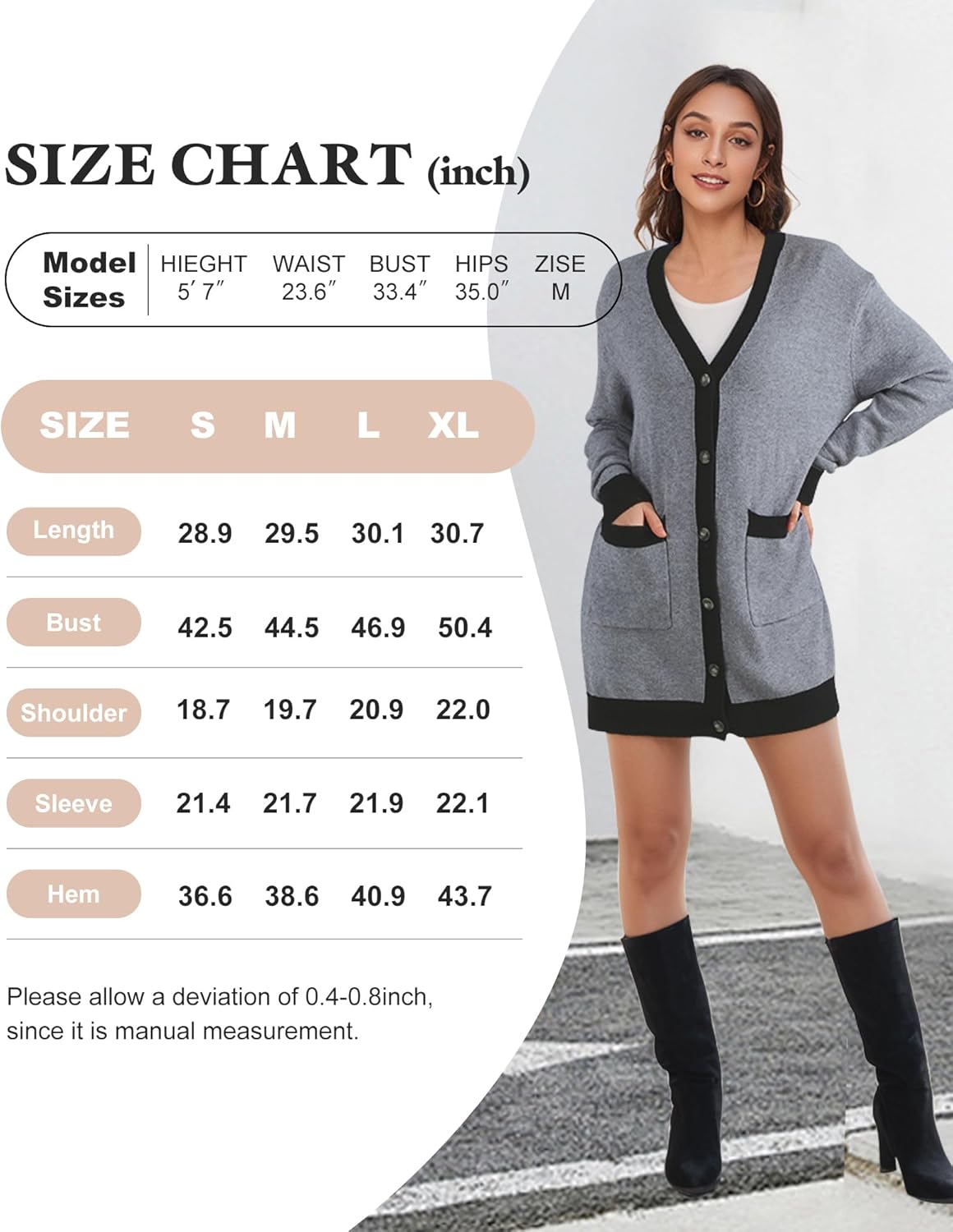 Bebonnie Women's Cozy Knit Long Sleeve Open Front Buttons Cardigan Sweater Outerwears Coats with Pocket - Image 5
