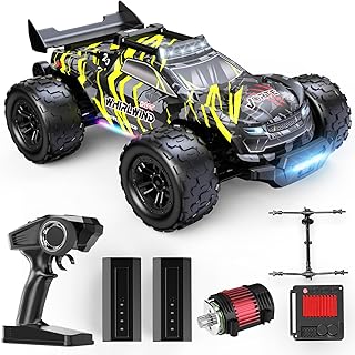 Sponsored You’re seeing this ad based on the product’s relevance to your search query.Learn more about this advertisement DEERC 1:14 Brushless Remote Controlled Car Adults, 43 MPH 4WD Off-Road Truck with 7-Colour LED, Metal Shock Absorbers, 2 x 7.4 V Batteries, All-Metal Drive, 3 Light Modes, 3S LiPo Compatible