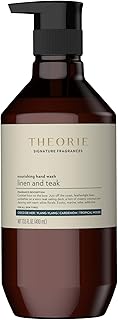 Theorie Linen and Teak Hand and Body Wash - Signature Fragrances - Antimicrobial, Antibacterial, Nourishing, Luxury Soap, Cardamom, Tropical Wood & Coconut/Pump Bottle - 400mL