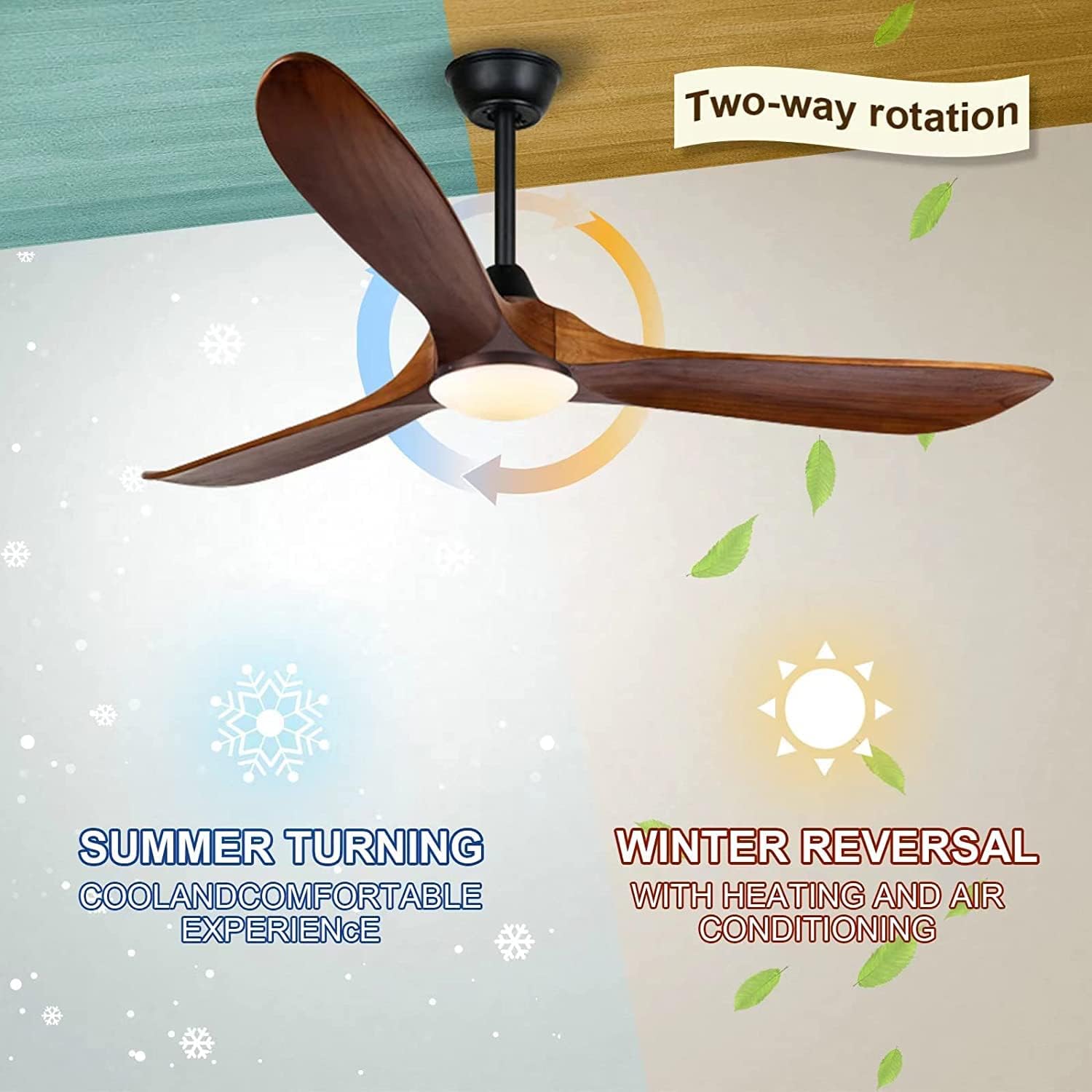 70 inch Large Ceiling Fan with Lights, Outdoor Ceiling Fan for Patio Damp Rated, 3 Blades Propeller Wood Ceiling fans with light, Reversible Quiet DC Motor for Exterior Porch Farmhouse Gazebo