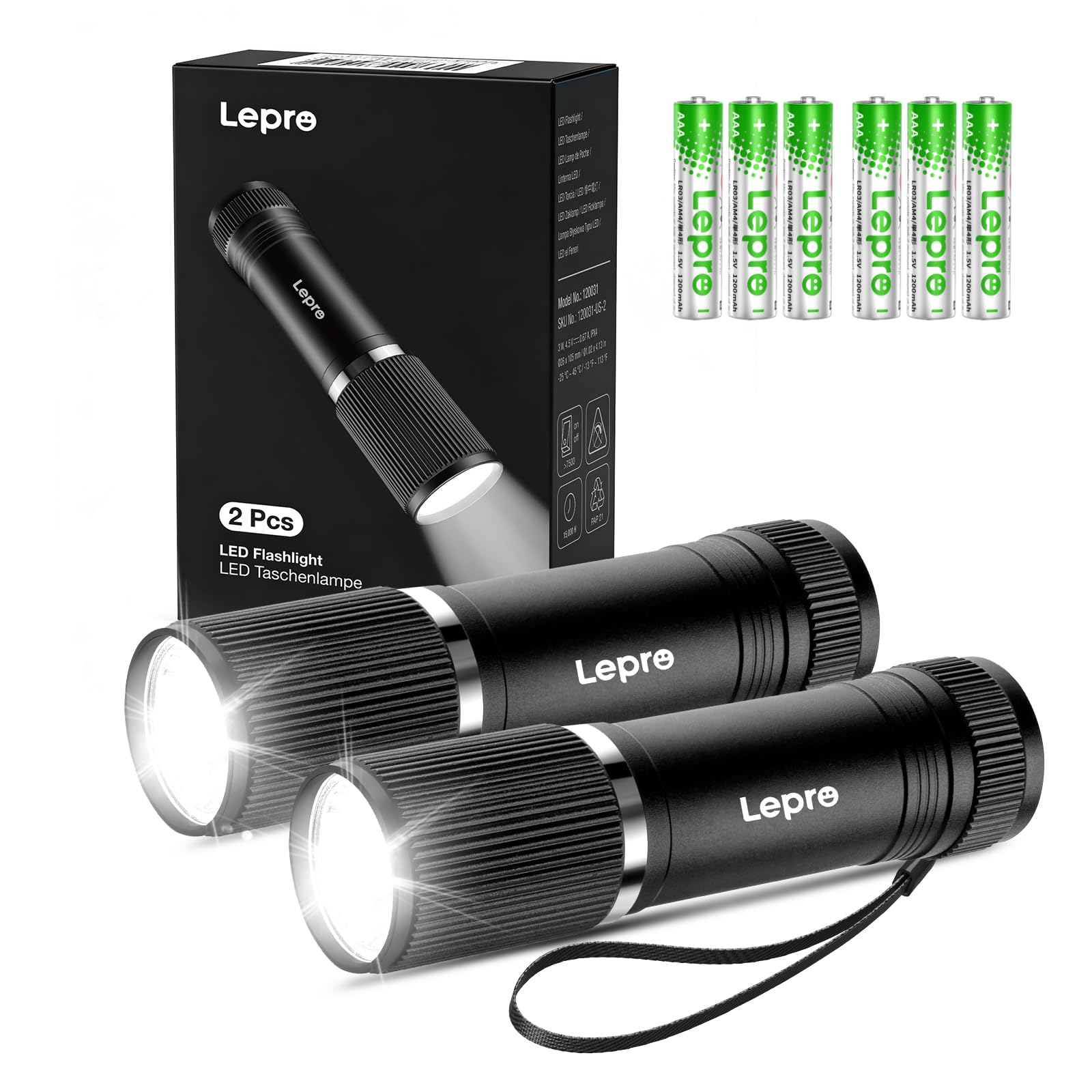 Amazon.co.jp: Lepro LED 懐中電灯 小型 2個入り【オン・オフシンプル