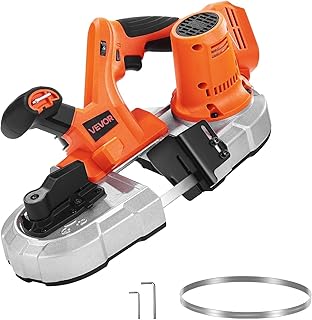 VEVOR 20V Portable Band Saw, 2.56-Inch Deep Cut, 360W Cordless Compact Bandsaw with Brushless Motor, Adjustable Speed, for Cutting Metal, Wood, Compatible with Makita Batteries (Bare Tool Only)