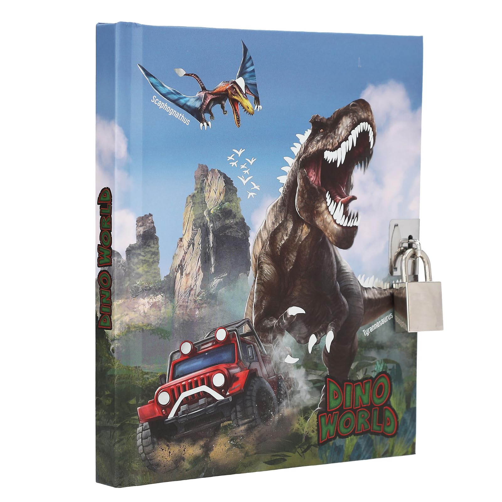 Depesche 13997 Dino World - pamiętnik z zamkiem i kluczem, książka w kolorze fioletowym, z motywem modelki, wzorem kota i 192 stronami w linie