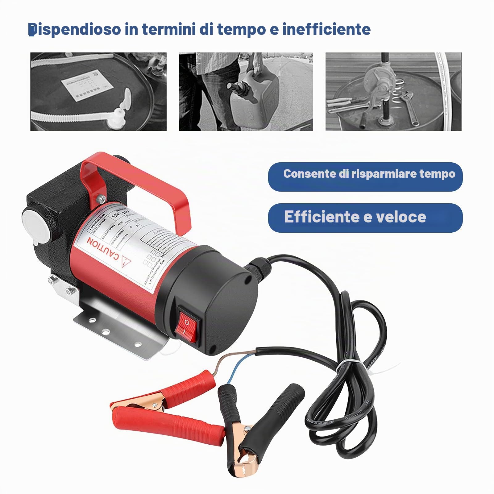 Pompa Gasolio 12V, 160W, 40L/min, Pompa di Trasferimento per Liquido Combustibile, per Veicoli Pesanti Camion