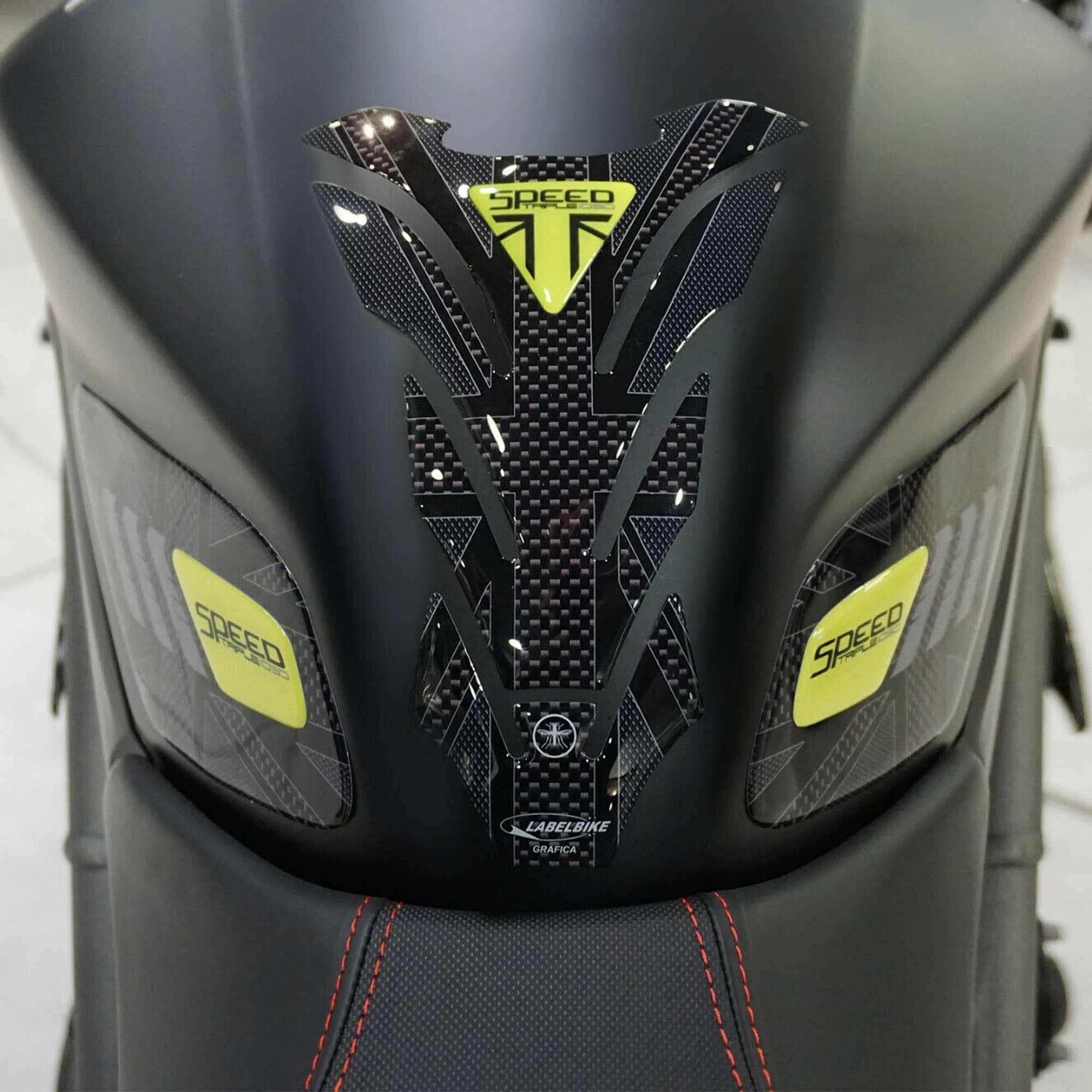 labelbike - Zestaw naklejek żelowych 3D na Zbiorniki Motocyklowe, kompatybilny z Triumph Speed Triple 2016-2020 żółty