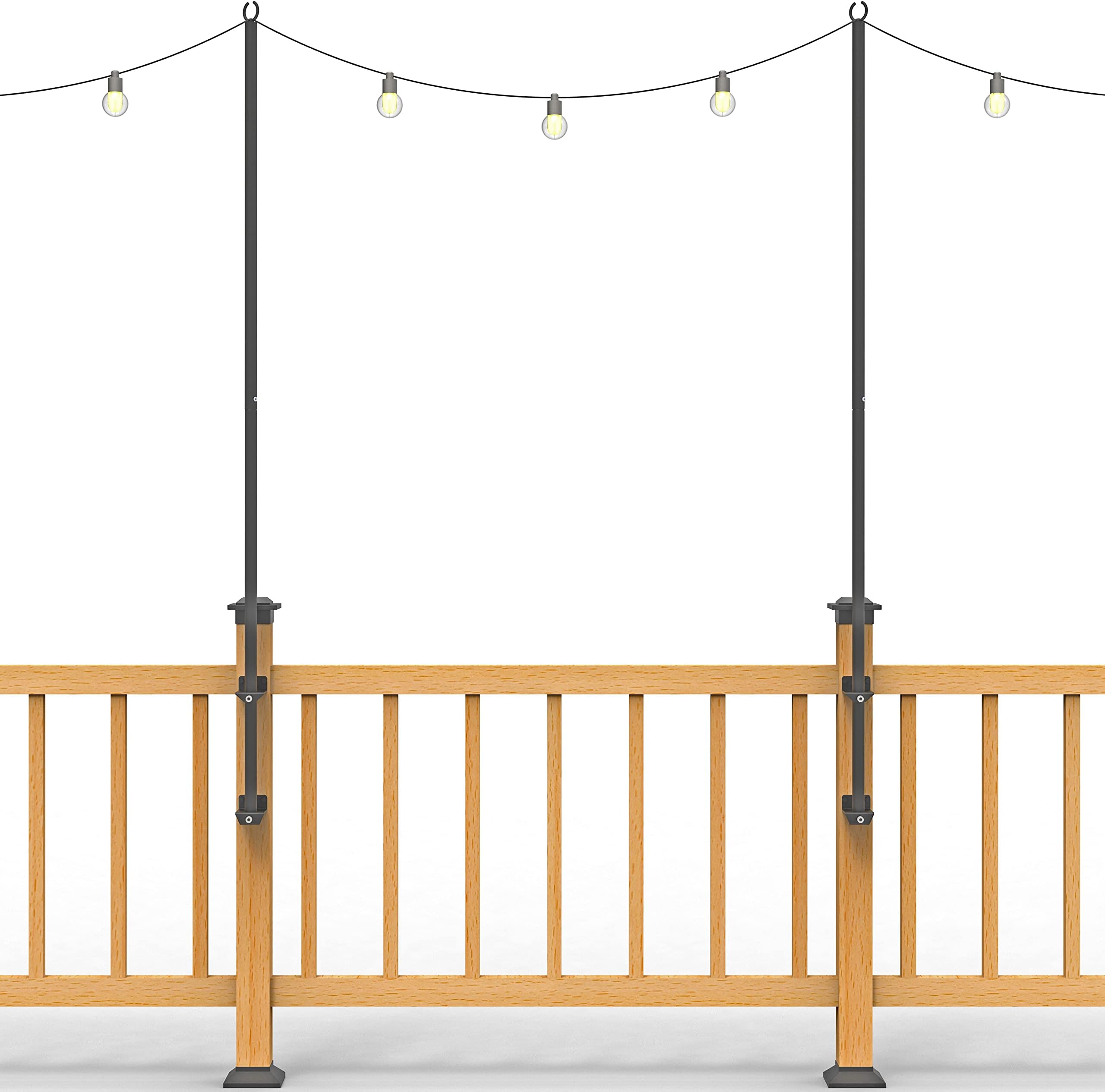 Antsky 2 Pack Stainless Steel String Light Deck Railing Holder Pole ...