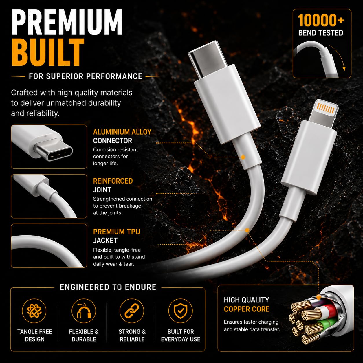 27W USB C TO Lightning Fast Charging Cable With High-Speed Data Transfer Compatible with iPhone 14/14 Pro/ 14 Pro Max/ 13/13 Pro/ 13 ProMax/ 12/11/XR/XS/X/8 S — Amazon image 7