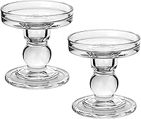 Vista 1 de Yeeco Portavelas de cristal, portavelas de 3.5 pulgadas de alto, juego de 2 portavelas de cristal, soporte de vela para boda, comedor, cumpleaños