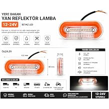 Mega Oto Market 12-24V Sar  Yere Bakan Lamba Yan Reflekt r Lamba   Su Ge irmez Kamyon T r R mork Uyumlu 1 Adet