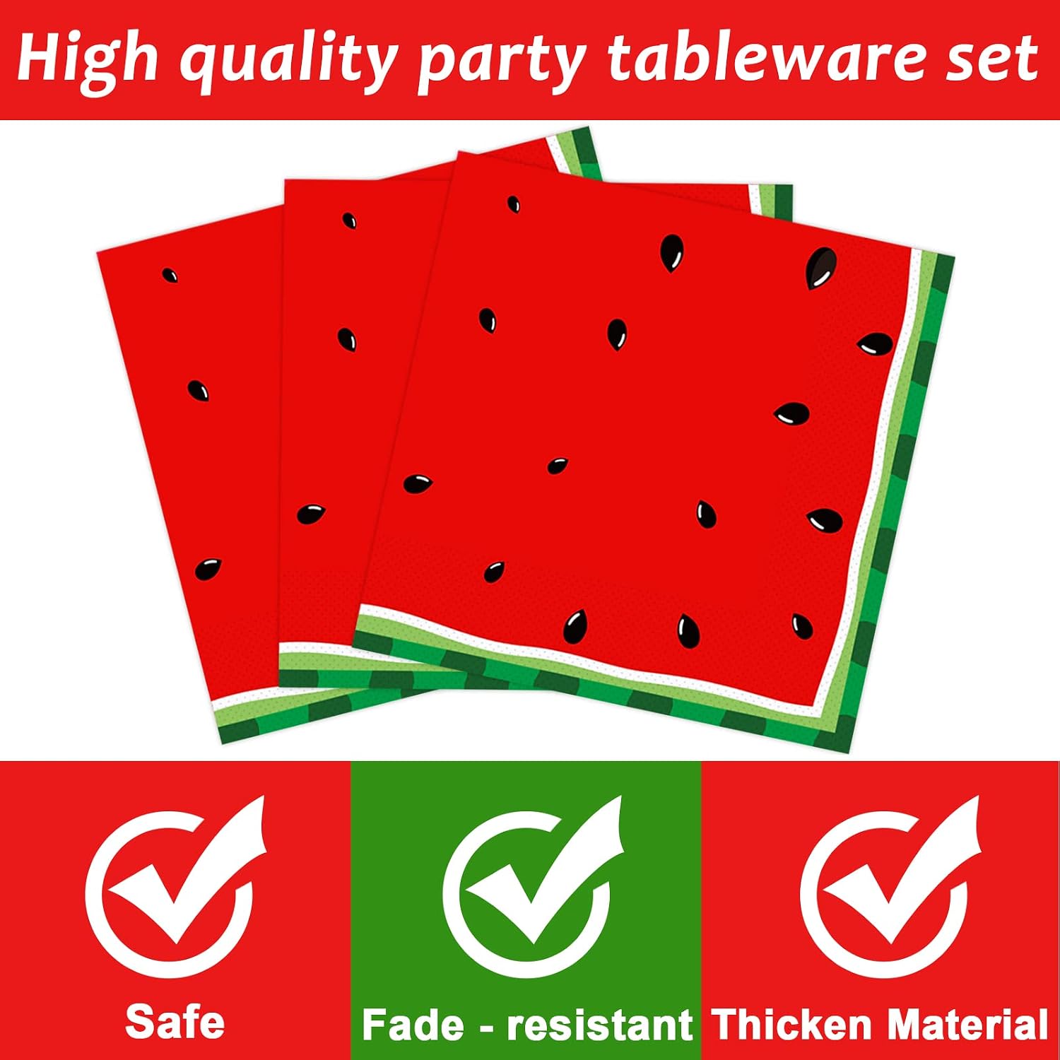 gisgfim 96 Pcs Watermelon Party Supplies - Paper Plates, Napkins, Tableware Set, Decorations & Favors for Children's Melon Birthday or Baby Shower - Serves 24