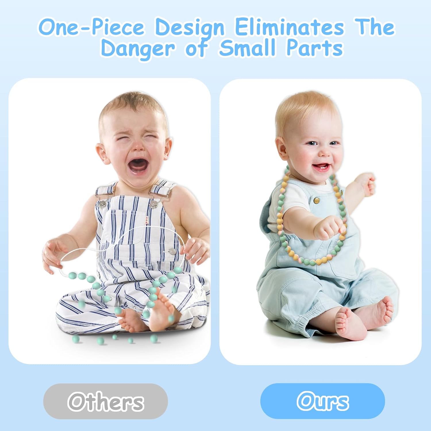 Teething Necklace for Baby - Integrated Safety Design for Toddler, Sensory Chew Necklace for Kids, Boys, Girls with Autism, ADHD, Fidget - Nursing Breastfeeding Necklace for Mom