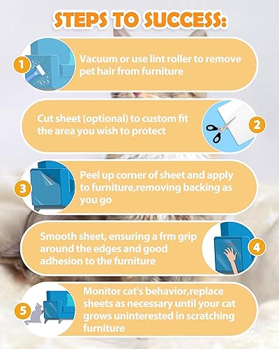 Cat Scratch Couch Furniture Protector: Thickened Protectors Sofa Guard from Cats Scratching - 12 Pack Clear Plastic Sticky Cover Anti Scratch Protection for Couches from Pet Claw