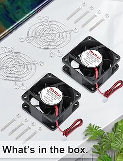 Wathai 60mm x 25mm 12V Waterproof Small Fan Dual Ball High Speed DIY Cooling for RV Refrigerator, Computer Case, Generator, Plant Tank or Terrarium IP67 2 Pack