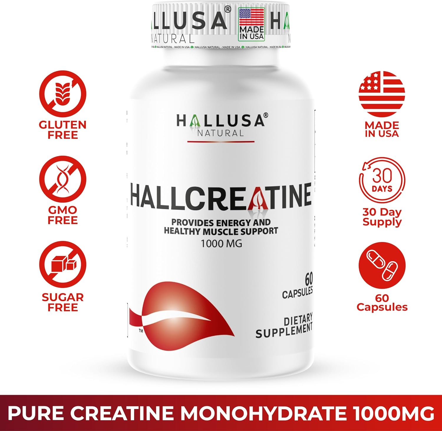 Hallusa Natural Creatina Monohidratada - Resistencia Muscula...