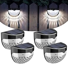 Solar Fence Lights, Garden Outdoor Decorative LED Wall Lights, Waterproof Solar Powered for Wall, Patio, Yard, Garage, Stairway, Gate (4 Pack)