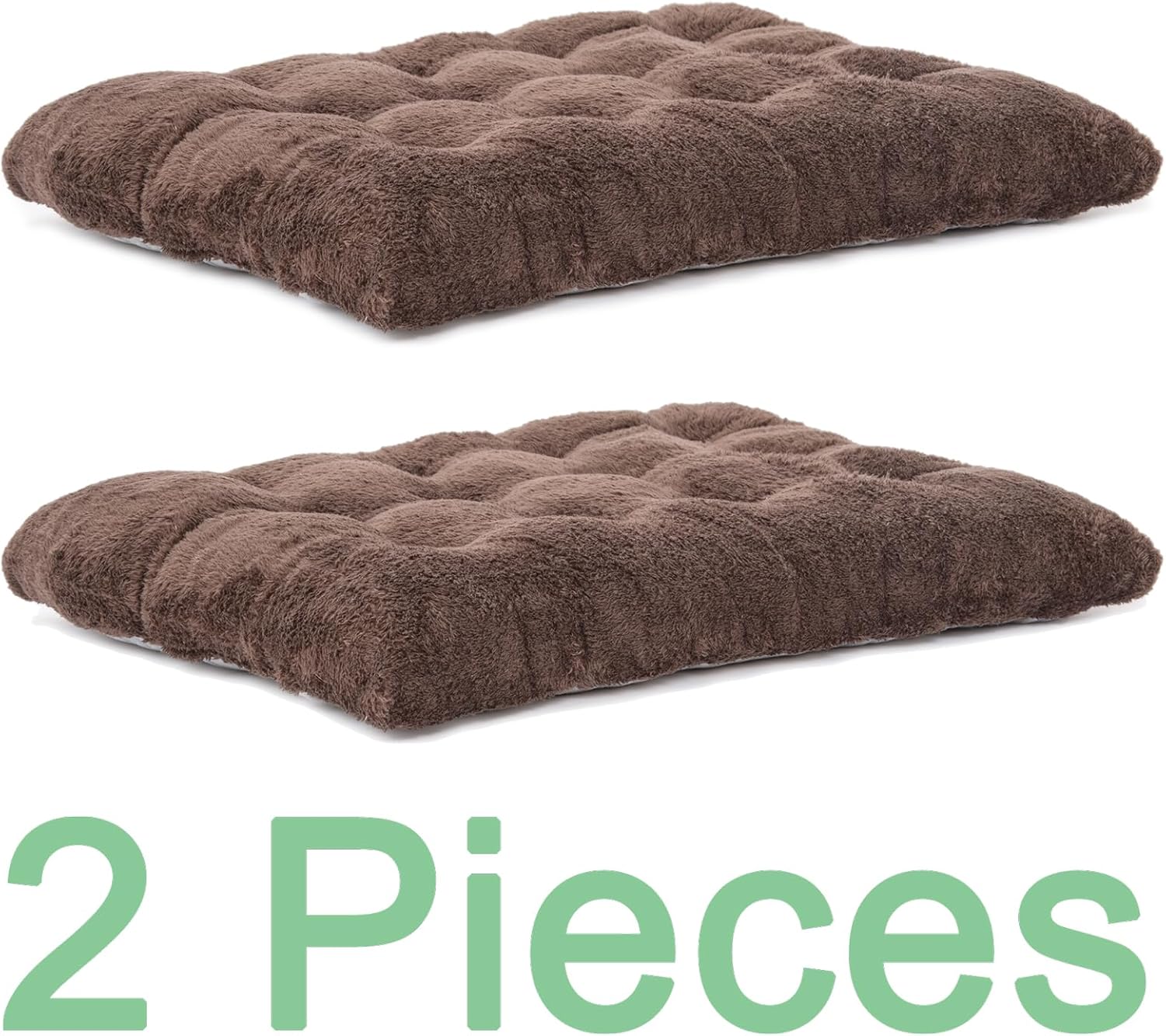 POMIU 2-Pack Washable Dog Bed, Deluxe Plush Crate Beds with Anti-Slip, Machine Washable Kennel Pad Sleeping Mat for Large, Medium and Small Dogs (2 Pack x Coffee, 35.0" L x 23.0" W x 3.0" Th)