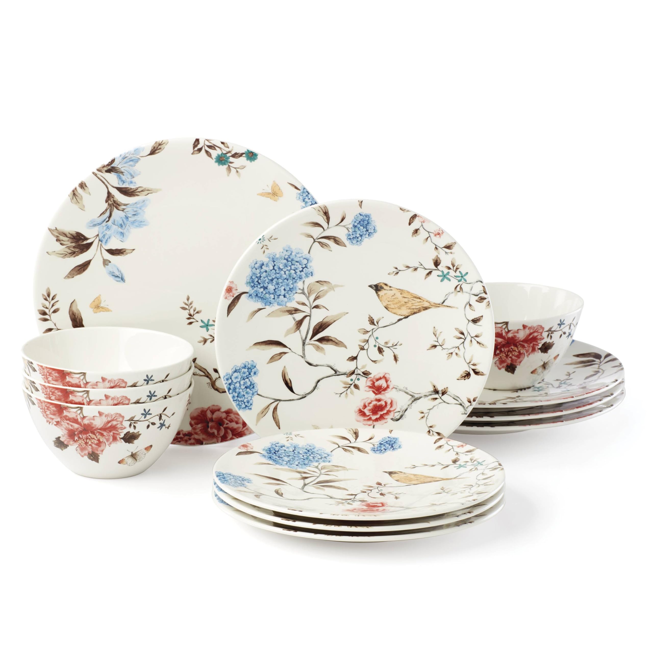 Lenox Sprig & Vine 12-Piece Dinnerware Set, 17.30 LB, White