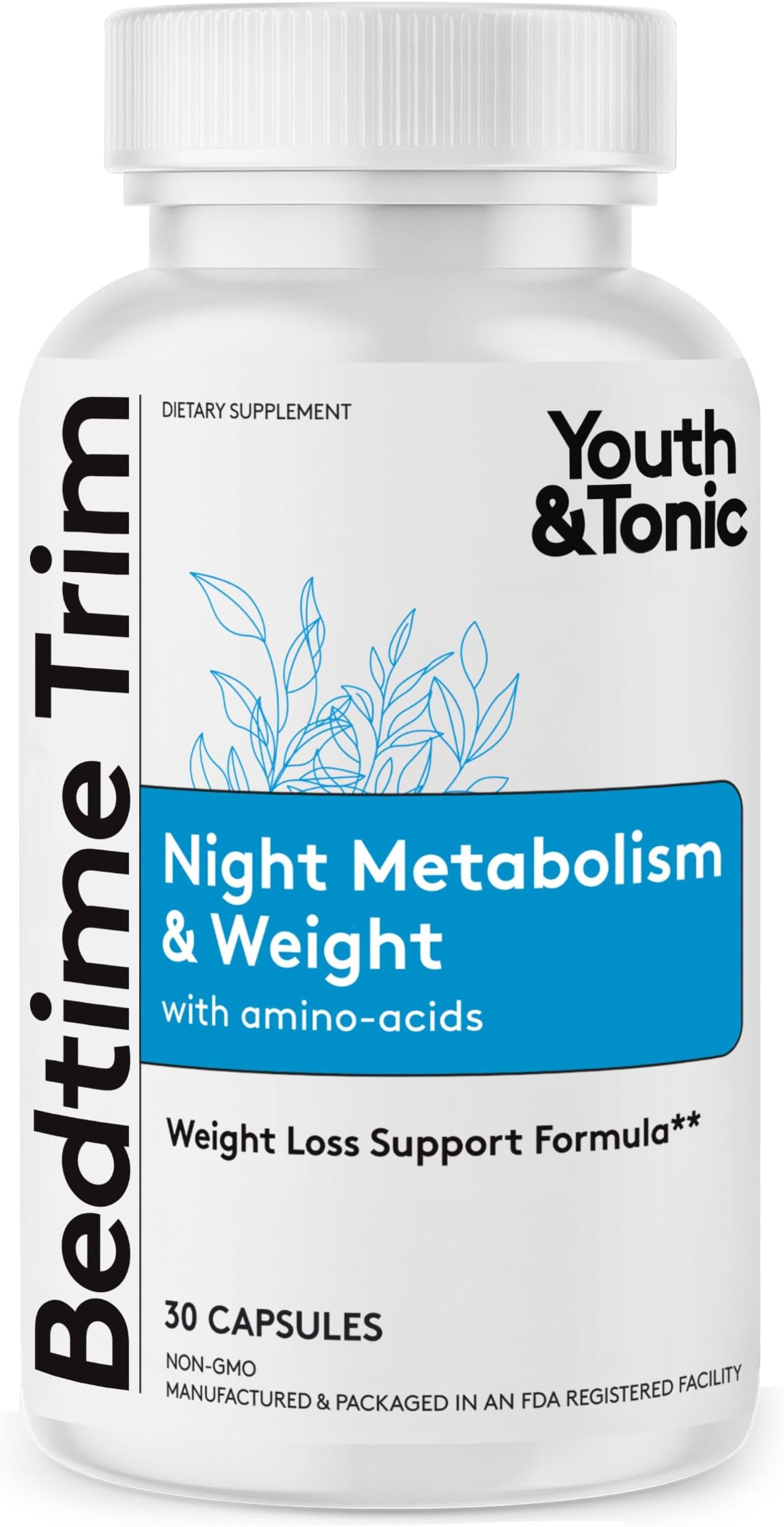 Youth & Tonic Bedtime Trim Weight Loss Pills, Nighttime Metabolism Support