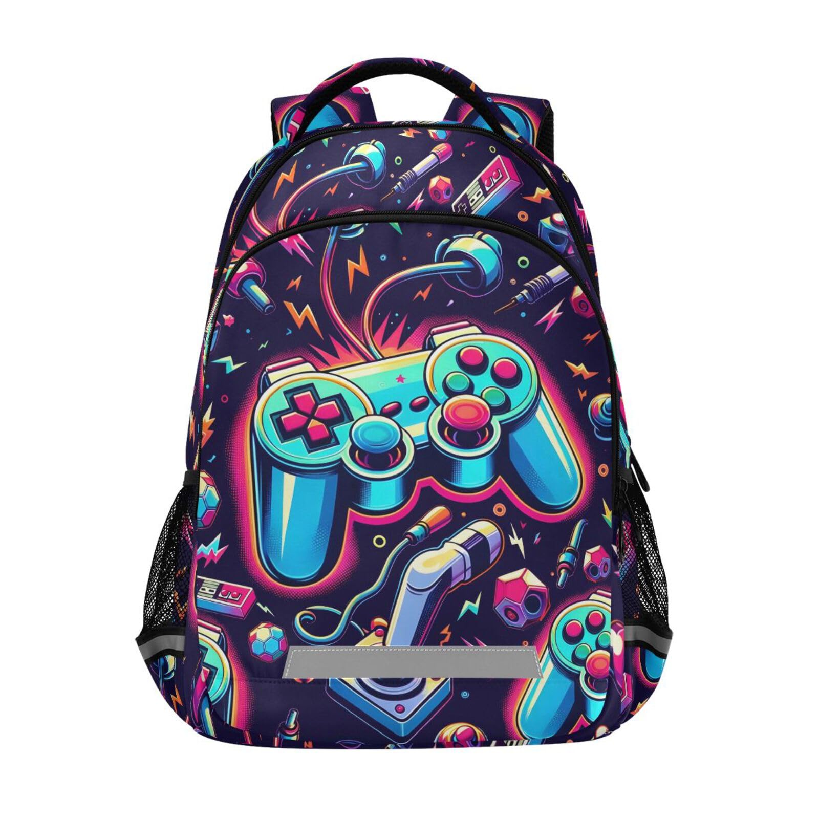 Bright Video Game Joystick Backpack for Boys Girls Elementary School Bag Kids Bookbag Travel Rucksack