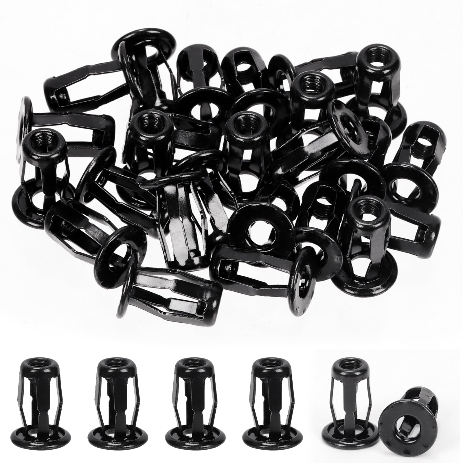 25Pcs M5 Jack Nuts Sortiment Kit, Expansion Insert Nuts Petal Nuts Jack Nut Schraube Anker für Hohlwand Kunststoff Polywood Pressboard Hardboard (M5 -Schwarz)
