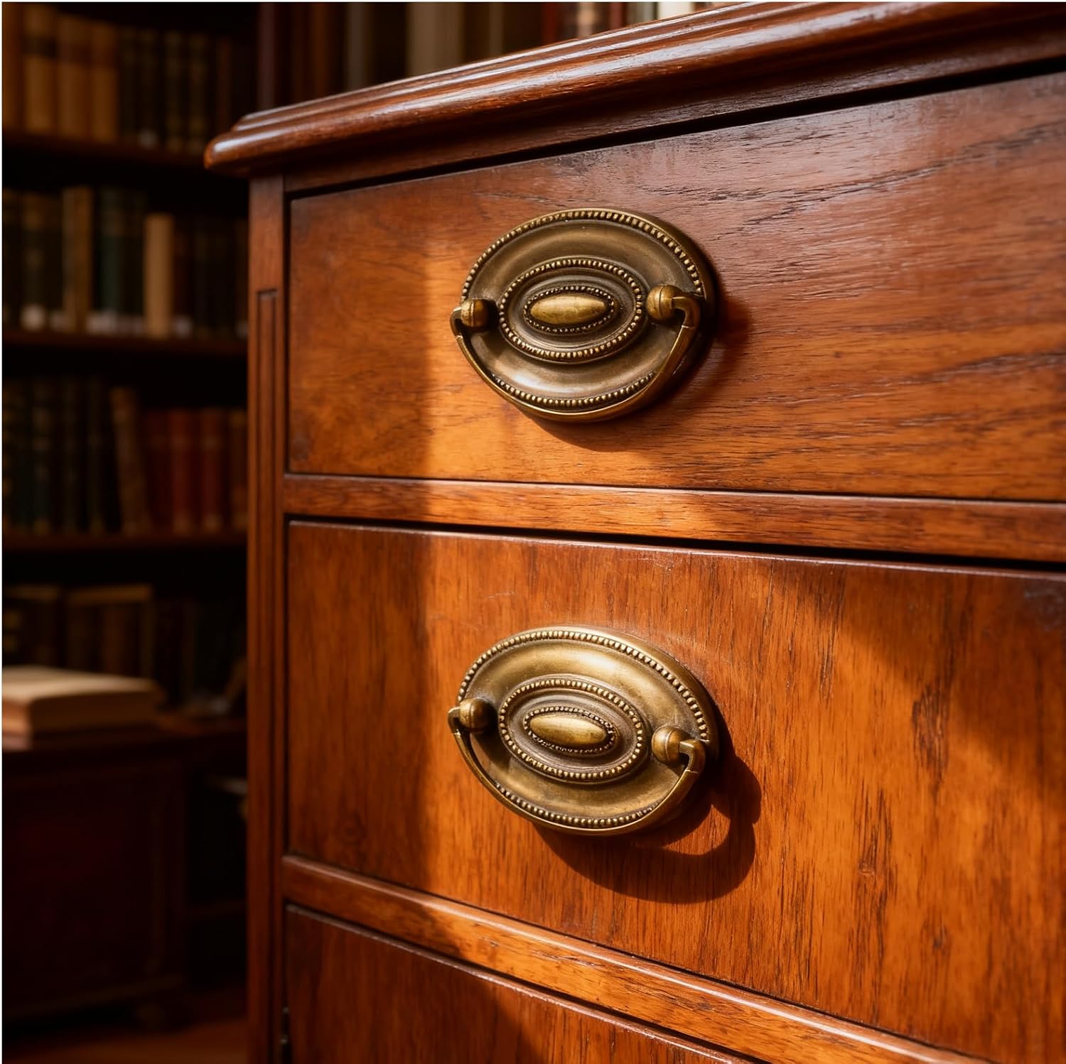 4 Pcs Ring Cabinet Handle,Oval Drop Swing Handles for Dresser Drawers, Decorative Door Pulls (4)
