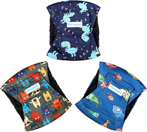 Miniatura 2 de Paw Legend Pañales lavables para el vientre para perros machos Pañales de alta absorción para cachorros y perros machos (paquete de 3, pequeño),