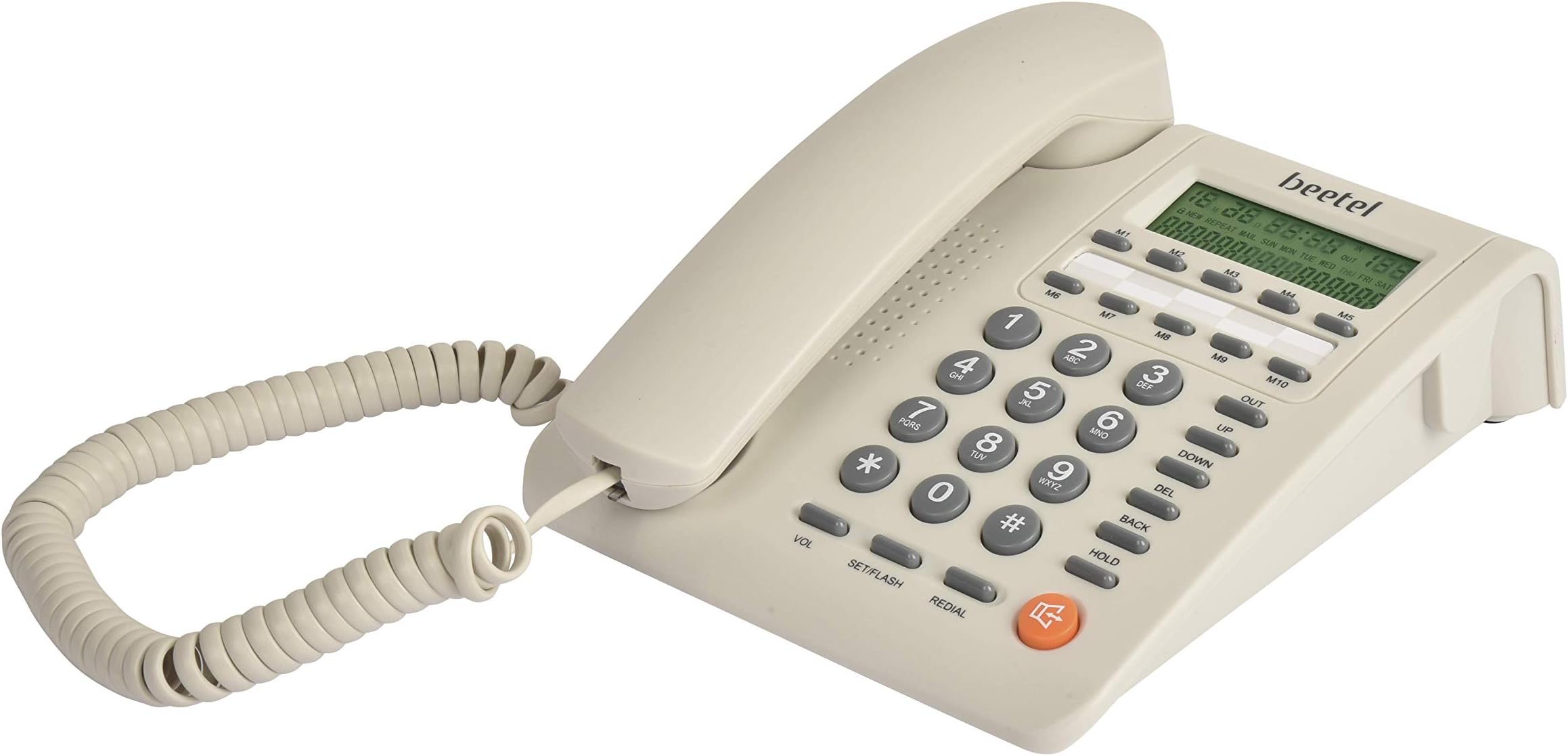 Beetel M59 Caller ID Corded Landline Phone with 16 Digit LCD Display & Adjustable contrast,10 One Touch Memory Buttons,2Ways Speaker Phone,Music On Hold,Solid Build Quality,Classic Design (White)(M59)